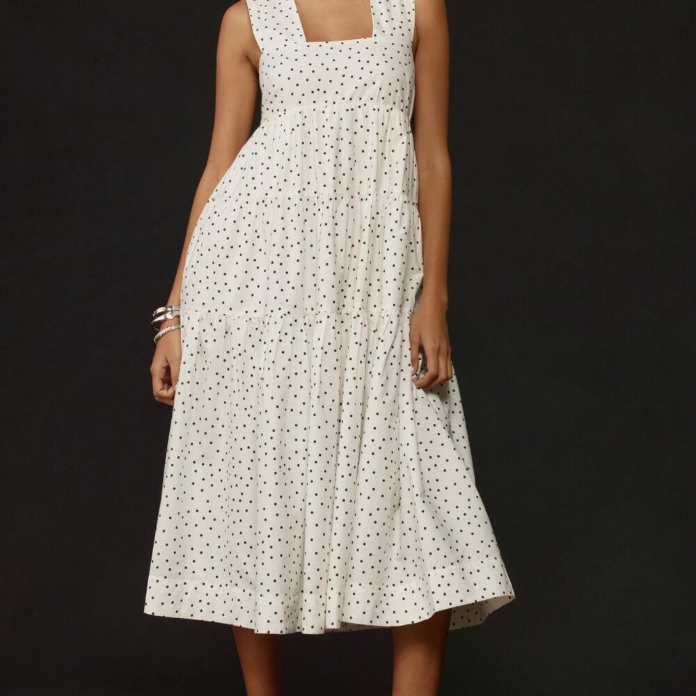 By Anthropologie The Helena Square-Neck Tiered Midi Dress Women's Size XL